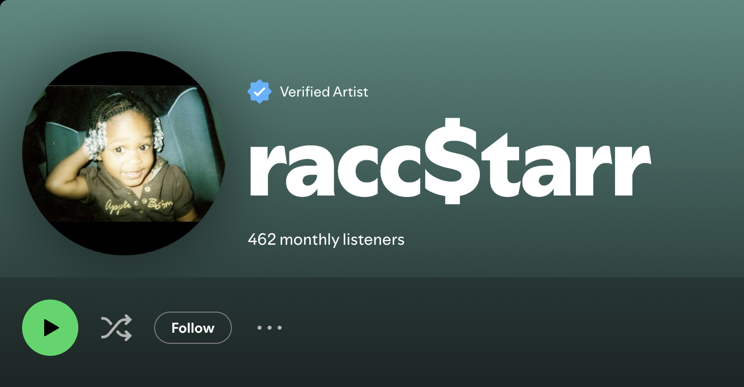 Spotify analytics for Raccstar