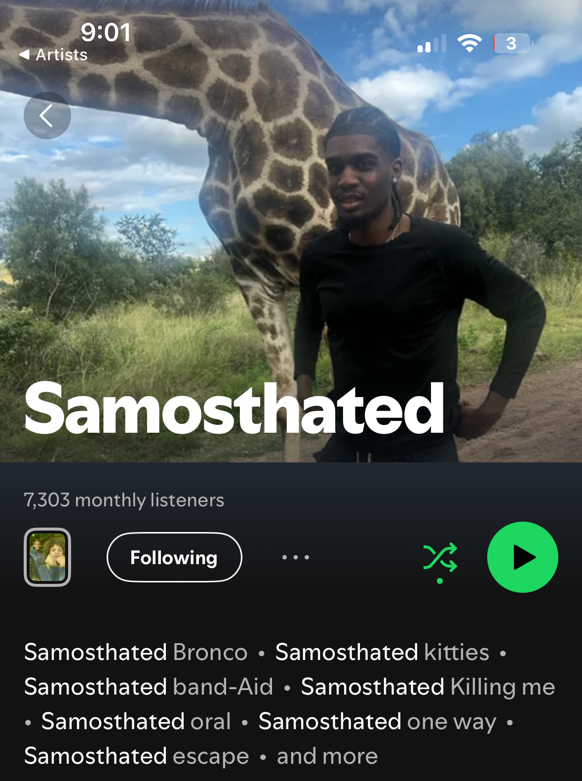 Spotify analytics for Sa Most Hated